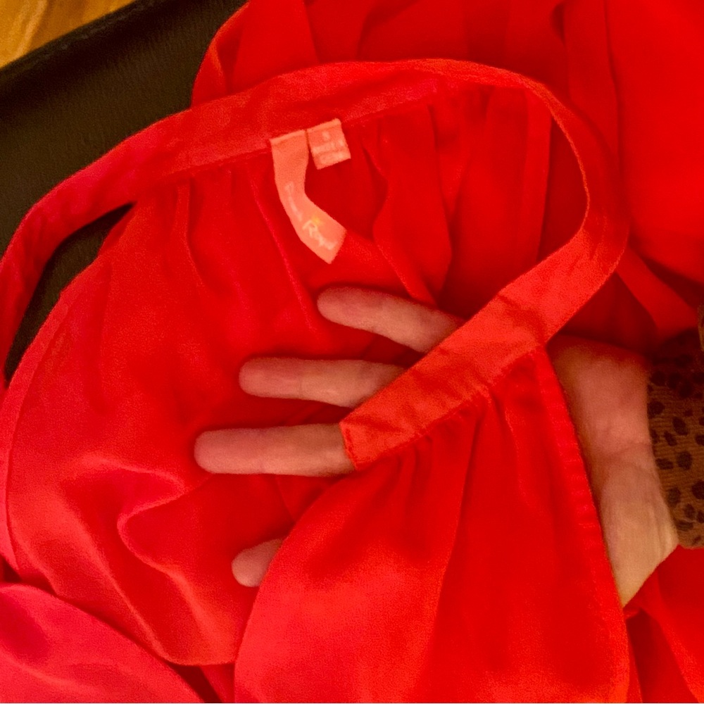 Gorgeous red chiffon crisp glamourous gown- Sz S - Picture 8 of 10